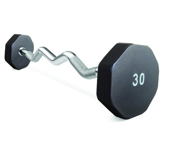 8-Sided Virgin Rubber Fixed Barbell with EZ Bar