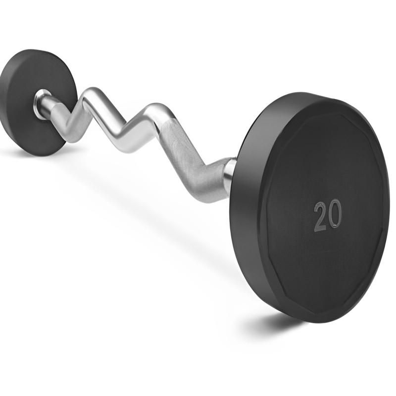 Premium Urethane Fixed Barbell With EZ Curl Handle